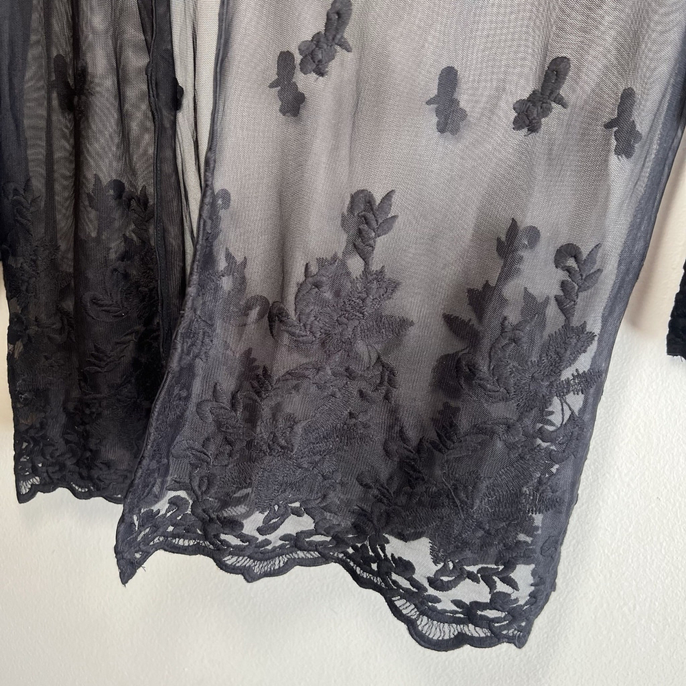 Active USA Cover Up Kimono Sheer Floral Black Woman’s Size Small NWT - Picture 5 of 15
